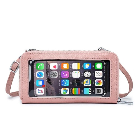 Zatary Handbags - Pink Women Cross-Body Cell Phone Purse Wallet Bag Shoulder Strap Gift Boxed